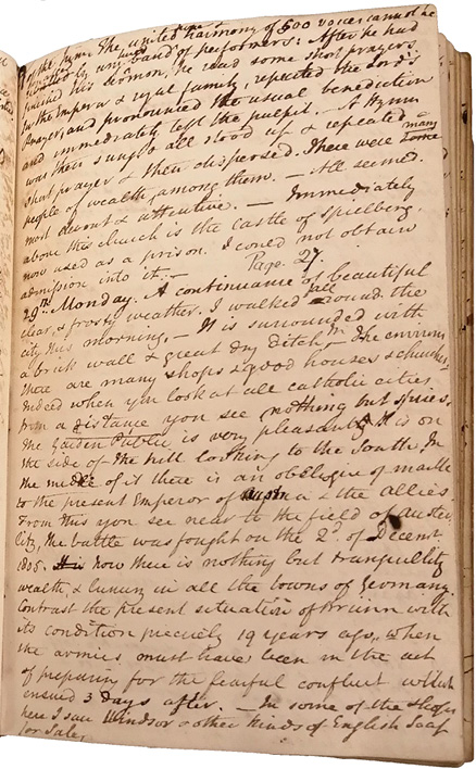 A handwritten page filled with cursive writing in dark ink on aged, slightly torn paper.
Description generated by AI