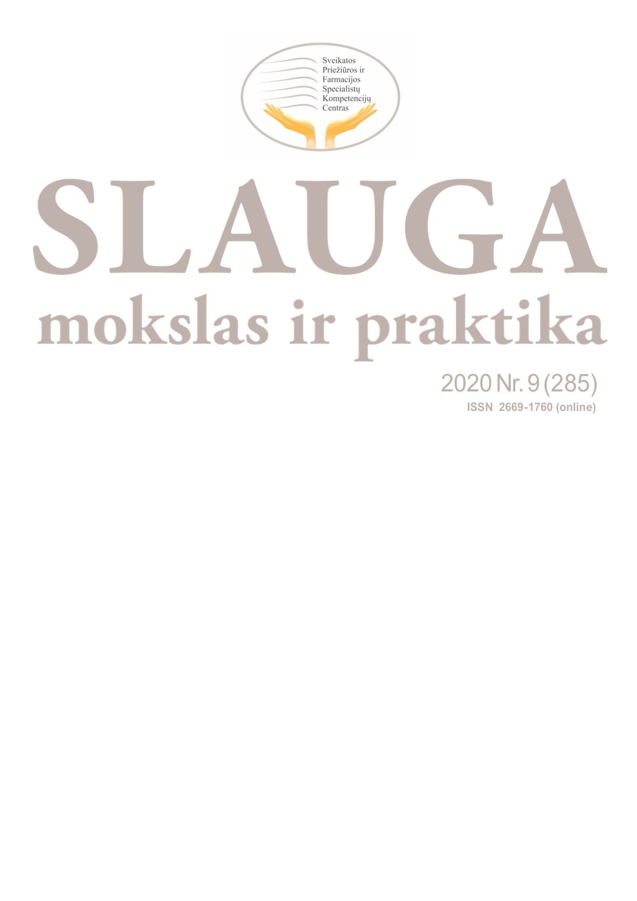 Slauga. Mokslas ir praktika viršelis 2020 Nr. 9 (285)