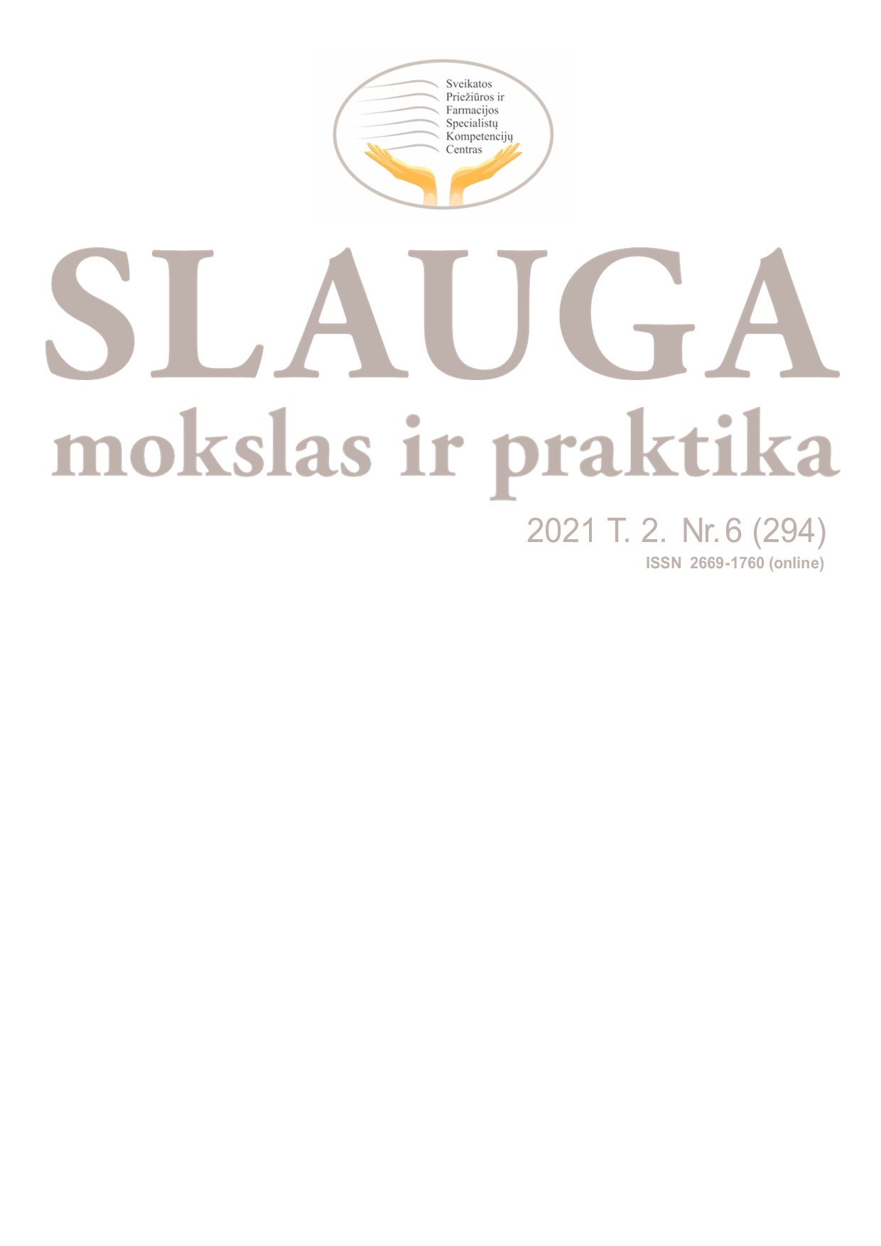 Slauga. Mokslas ir praktika viršelis 2021 T. 2. Nr. 6 (294)