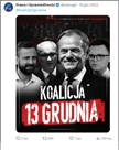 [Grafika przedstawia czarno-białe zdjęcia liderów Koalicji Obywatelskiej: Władysława Kosiniaka-Kamysza, Włodzimierza Czarzastego, Donalda Tuska i Szymona Hołownię. W dolnej części obrazu widoczny biały napis „Koalicja 13 grudnia”, przy czym „13 grudnia” umieszczono na czerwonym tle.]
